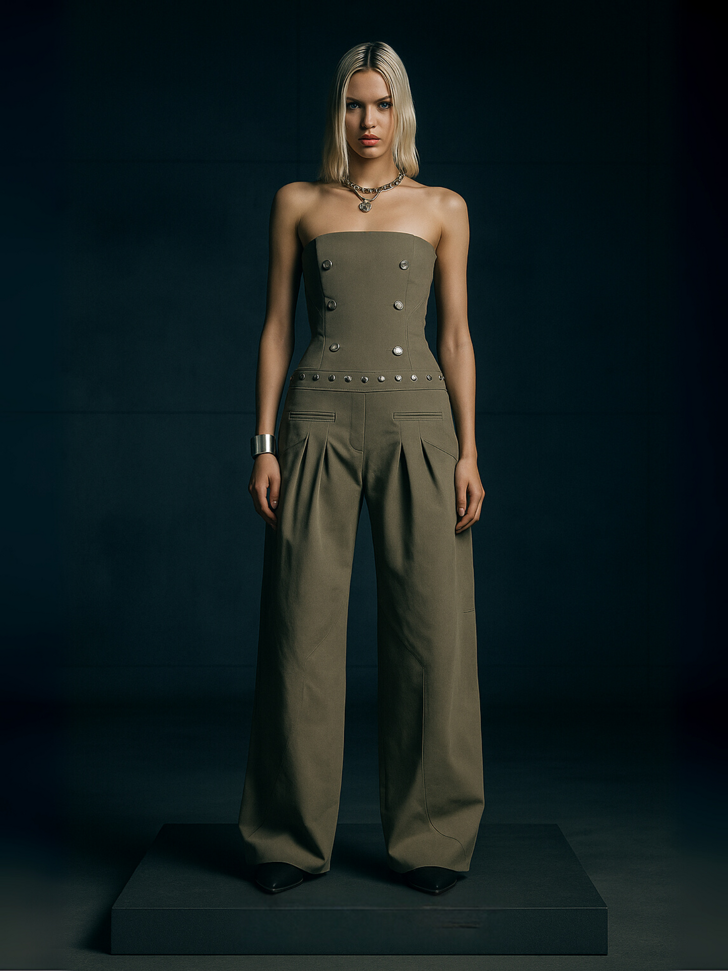 Olive Luxe Corset Jumpsuit